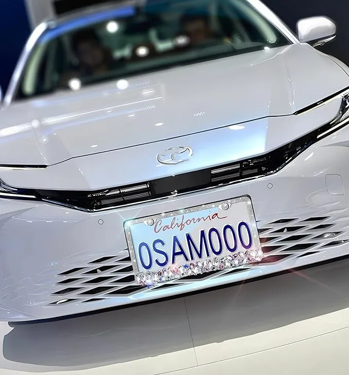 Rhinestone Bling White License Plate Frames